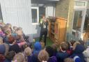 The grand opening of Therfield First School's reading shed