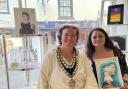 Mayor of Royston Cllr Lisa Adams with Alex Taylor at the Curwens Art Gallery open day