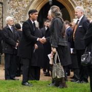 Prime Minister Rishi Sunak at the funeral of Betty Boothroyd in Thriplow