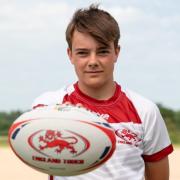 Ethan McGillvray in his England top. Picture: ENGLAND TOUCH RUGBY