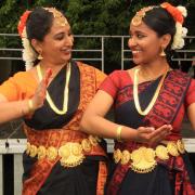 Mum Sharada and daughter Pratheeksha dance at Royston Arts Festival