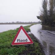 Flooding road stock image.