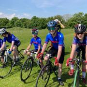 Team CCA riders line up for the U14 and U16 elimination race. Picture: CC ASHWELL