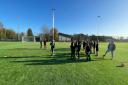Students at Melbourn Village College trying out the new pitch