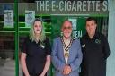 Mayor Cllr Simon Speller was delighted to see Stevenage's new vape store open. Picture: Mediazoo