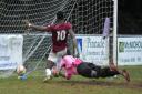Joshua Oyinsan scores the fourth for Potters Bar