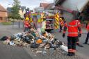 A bin lorry fire caused by batteries