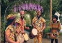 African drummers at Summer Evenings in Paradise at Paradise Wildlife Park in Hertfordshire.