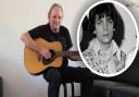 Mark Barrett, nephew of Syd Barrett (pictured inset), with the guitar once owned by the Pink Floyd founder member that was sold for nearly £20,000 at auction