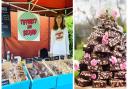 Jayne Downes at a local market, and her beautiful tiffin tower creation.