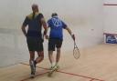 Roger Woodfield in action for Melbourn Squash Club against Spalding.