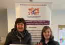 Keeley Thomas presented a cheque to Tracy Aggett from Home-Start Royston, Buntingford and South Cambs
