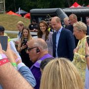 The Duke and Duchess of Cambridge with Lord-Lieutenant of Cambridgeshire visit the July Course in Newmarket for the first Cambridgeshire County Day