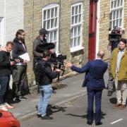 David and Zosia filming in Royston with Location, Location, Location presenter Phil Spencer.