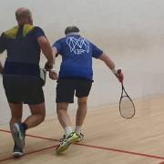 Roger Woodfield in action for Melbourn Squash Club against Spalding.