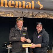 Josh Bullard, 18, being presented with his award at the British National Ploughing Championships