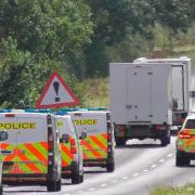 Huge police operation on Tuesday to ensure safe arrival of vans at MBR Acres to transport beagles.