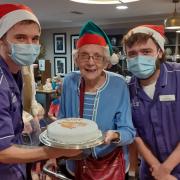 Melbourn Springs resident Barbara with her Christmas cake