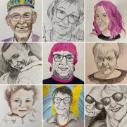 Gina Ferrari is drawing portraits of friends and local residents for the Mordens Art Trail