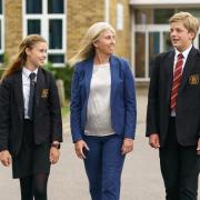 Principal Vickey Poulter with students at Bassingbourn Village College