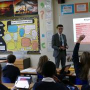 Tom Jackson in his new role as an English teacher at Melbourn Village College
