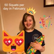 Keeley completed 50 squats a day in February
