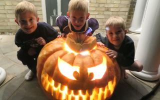 The Clark family’'s enormous pumpkin, which they grew at home in Melbourn. Picture: Toby Clark