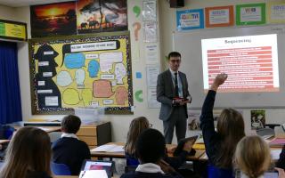 Tom Jackson in his new role as an English teacher at Melbourn Village College
